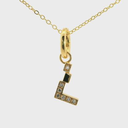 Elegante 925er Silber vergoldete Buchstaben-Ketten mit Diamanten (lab-grown)