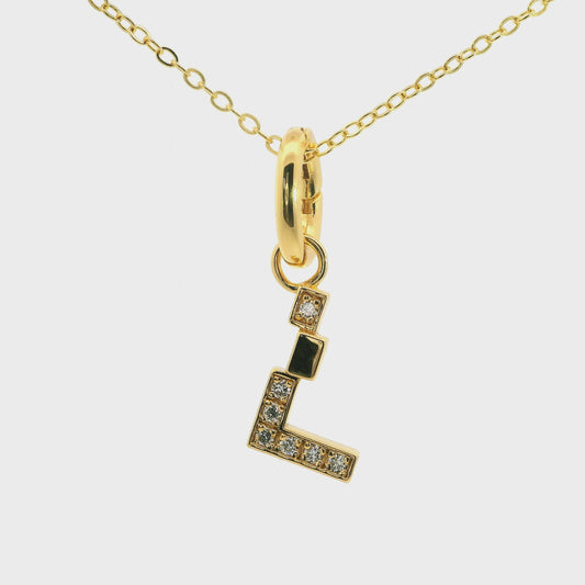 Elegante 925er Silber vergoldete Buchstaben-Ketten mit Diamanten (lab-grown)