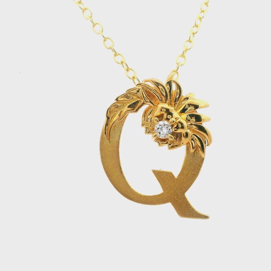 Elegante 925er vergoldete  Buchstaben-Halskette mit Diamant (lab-grown)