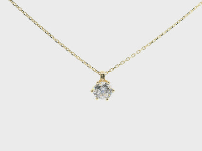 Eleganter Goldanhänger mit Zirkonia-Stein in 6-Krabbenfassung