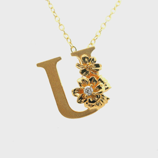 Elegante 925er Silber vergoldete Buchstaben-Kette mit Diamanten (lab-grown)