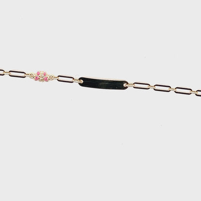 Elegantes Kinder-ID-Armband mit Schmetterling in 585er Gold