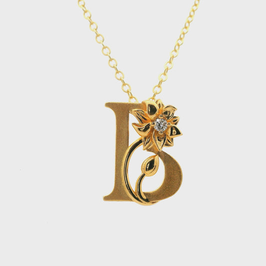 Elegante vergoldete Buchstaben-Halskette und einem Diamant (lab-grown)