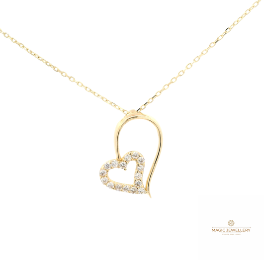 Elegante Halskette mit Herz-Anhänger in  585er Gold