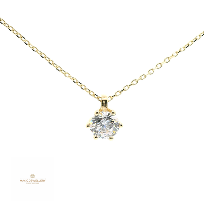 Eleganter Goldanhänger mit Zirkonia-Stein in 6-Krabbenfassung